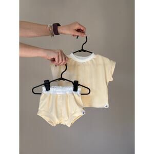 JuneJuly Whimsy Yellow Shorties + Tee Shirt Set